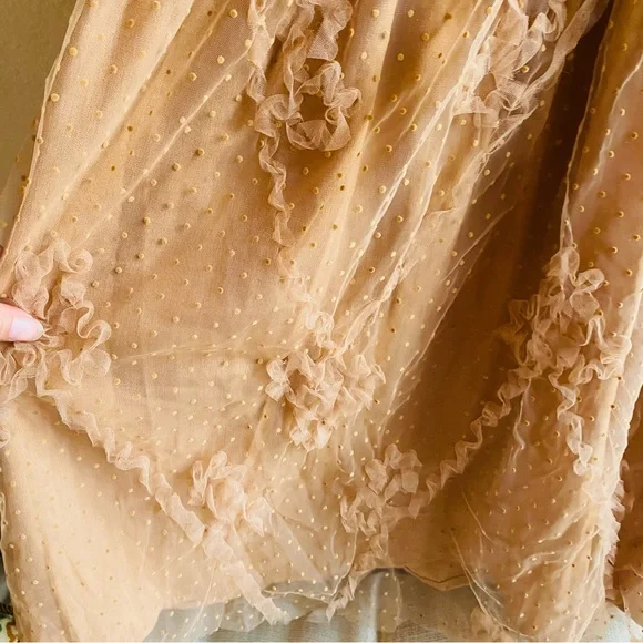 ARULA NWT Latte Lace Swiss Dot Babydoll Dress - Picture 4 of 7